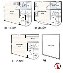 東京メトロ丸ノ内線 本郷三丁目駅 徒歩6分の賃貸マンション 2階2SDKの間取り