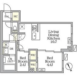 都営三田線 春日駅 徒歩7分の賃貸マンション 1階2LDKの間取り