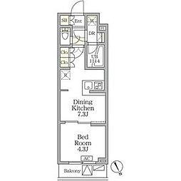 都営三田線 春日駅 徒歩7分の賃貸マンション 2階1DKの間取り