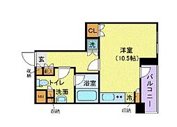 東京メトロ南北線 後楽園駅 徒歩8分の賃貸マンション 2階ワンルームの間取り
