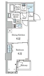 東京メトロ銀座線 末広町駅 徒歩3分の賃貸マンション 5階1DKの間取り