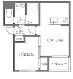 東京メトロ有楽町線 飯田橋駅 徒歩2分の賃貸マンション 4階1LDKの間取り