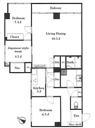 JR総武線 市ケ谷駅 徒歩4分の賃貸マンション 11階3LDKの間取り