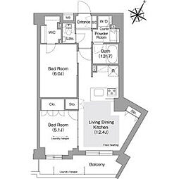 東京メトロ有楽町線 護国寺駅 徒歩4分の賃貸マンション 1階2LDKの間取り