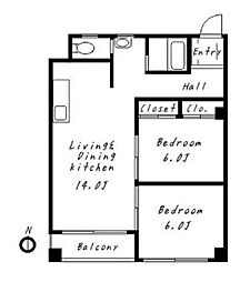 東京メトロ有楽町線 江戸川橋駅 徒歩8分の賃貸マンション 7階2LDKの間取り