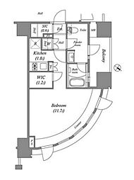 東京メトロ日比谷線 六本木駅 徒歩7分の賃貸マンション 6階1Kの間取り