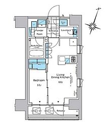 東京メトロ銀座線 神田駅 徒歩2分の賃貸マンション 8階1LDKの間取り