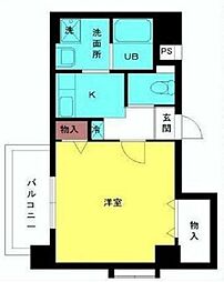 都営大江戸線 牛込神楽坂駅 徒歩5分の賃貸マンション 13階1Kの間取り