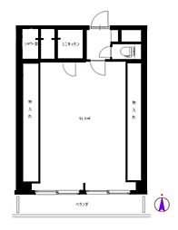 東京メトロ丸ノ内線 新宿御苑前駅 徒歩8分の賃貸マンション 1階ワンルームの間取り