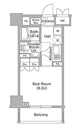 都営三田線 春日駅 徒歩1分の賃貸マンション 12階1Kの間取り