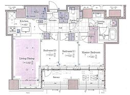 東京メトロ丸ノ内線 新宿御苑前駅 徒歩5分の賃貸マンション 14階3LDKの間取り