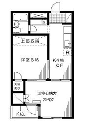 都営大江戸線 春日駅 徒歩4分の賃貸マンション 3階2Kの間取り