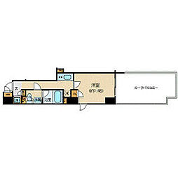 東京メトロ南北線 六本木一丁目駅 徒歩3分の賃貸マンション 10階1Kの間取り
