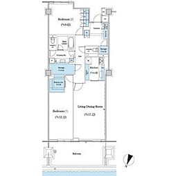 東京メトロ有楽町線 麹町駅 徒歩2分の賃貸マンション 9階2LDKの間取り