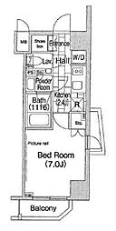 東京メトロ有楽町線 麹町駅 徒歩4分の賃貸マンション 7階1Kの間取り