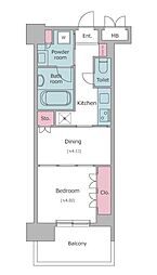 都営三田線 水道橋駅 徒歩4分の賃貸マンション 6階1DKの間取り