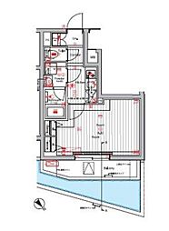 東京メトロ日比谷線 六本木駅 徒歩11分の賃貸マンション 2階1Kの間取り