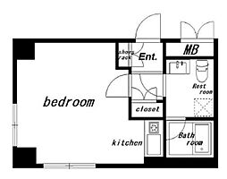 JR中央線 四ツ谷駅 徒歩8分の賃貸マンション 2階ワンルームの間取り