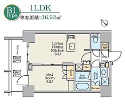 CRESTCOURT蔵前STATIONFRONT 1LDKの間取図画像