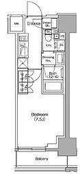 ザ・パークハビオ新御徒町 1Kの間取図画像