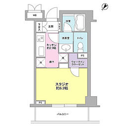 サンピエス根津 1Kの間取図画像