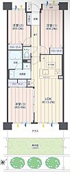 コスモ武蔵浦和ガーデンフォルム 3LDKの間取図画像