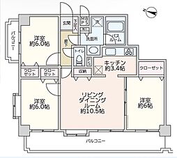 ライオンズマンション谷塚駅前第2 3LDKの間取図画像
