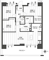 ヴィルヌーブ戸田公園南棟 3LDKの間取図画像