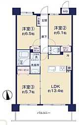 グリーンミユキ北町 3LDKの間取図画像