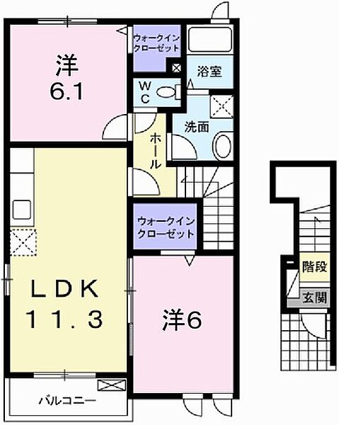 兵庫県姫路市香寺町溝口(賃貸アパート2LDK・2階・57.63㎡)の写真 その2