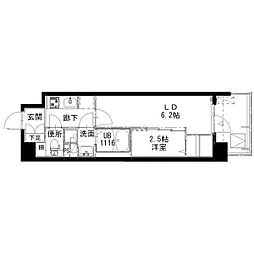 アルティザ姫路 1DKの間取図画像