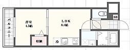 アーバンコート加古川 1LDKの間取図画像