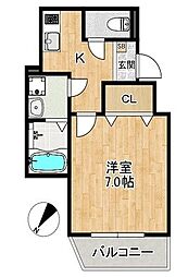 ALEGRIA姫路東 1Kの間取図画像