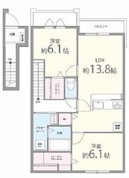 サンテドミール 2LDKの間取図画像
