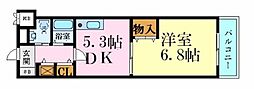 セルジュYS姫路 1DKの間取図画像