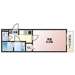 プランドール飾磨 1Kの間取図画像