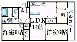 リノスタイル姫路北条 2LDKの間取図画像