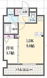 レジデンスh忍町 1LDKの間取図画像