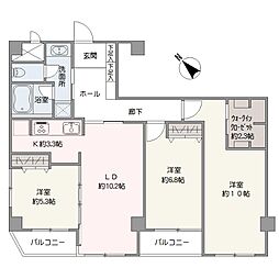 東急ドエルアルス音羽 3LDKの間取図画像