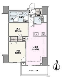 クリオ茅ヶ崎サザンマークス 2LDKの間取図画像
