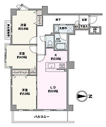 クリオ綱島八番館 3LDKの間取図画像