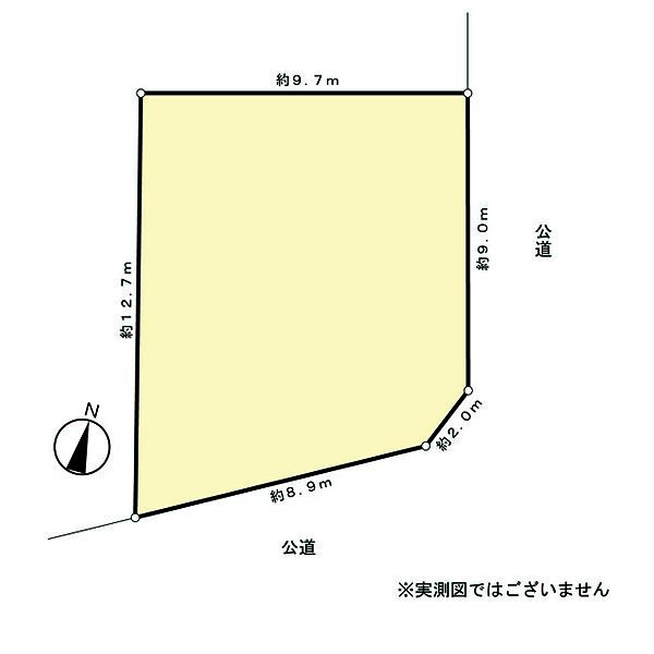 【区画図】南東角地で、明るい陽光の差し込む住まいです。大通りにも出やすい住宅街に位置しています。実際の陽当りや周辺環境など、ぜひ現地でご確認ください。