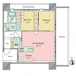 GRANDEMAISONOHORIKOENTHECLASS 2LDKの間取図画像