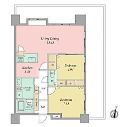アンピール舞鶴 2LDKの間取図画像