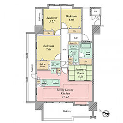 オーヴィジョン照葉アクアテラス 4LDKの間取図画像