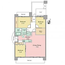 コスモ南福岡ウイングガーデン 3LDKの間取図画像