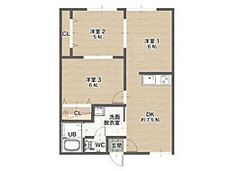 ドリームハイツ御園 1階2LDKの間取り