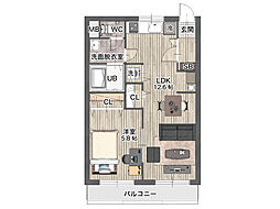 サンライフミノワ 3階1LDKの間取り