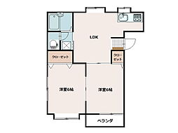 プルミエール箕輪B 2階2LDKの間取り