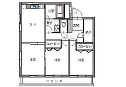 グラン・シャトー2 3DKの間取図画像